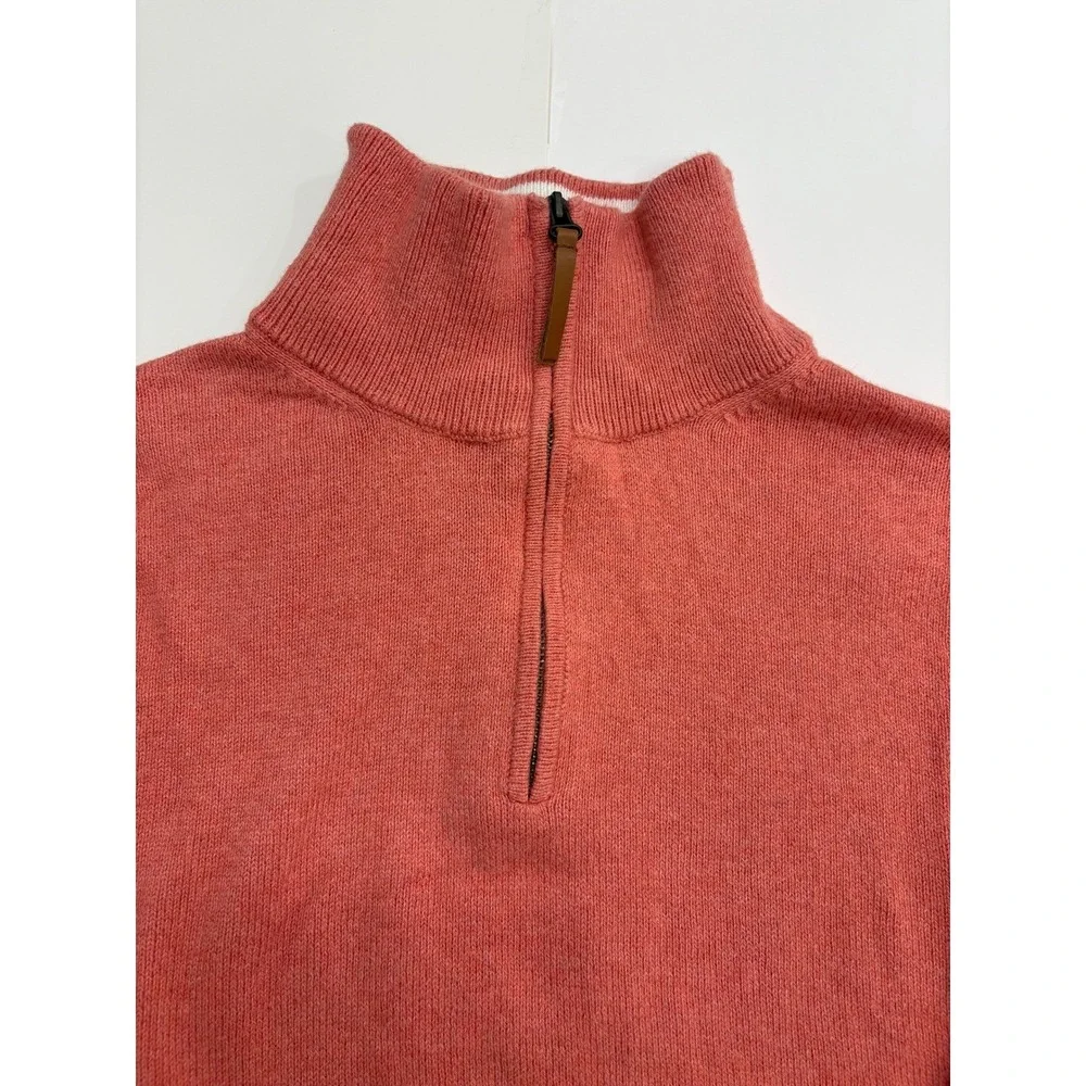 J.Crew Salmon Quarter Zip‎ Pullover Sweater Men's XL 100% Cotton